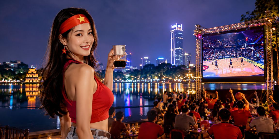 Không gian cà phê Hà Nội với người dùng theo dõi nội dung thể thao trực tuyến